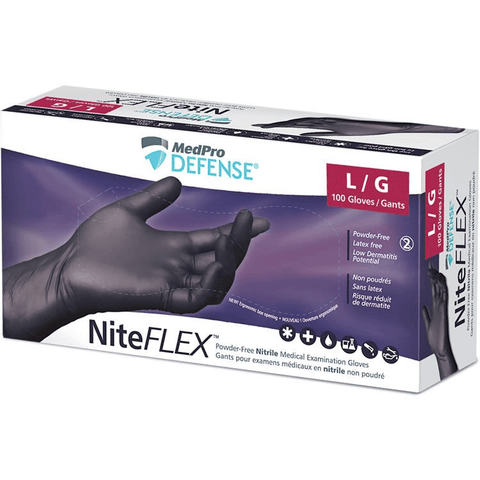 MedPro Defense NiteFLEX Nitrile Powder Free Gloves - Box of 100 - YesWellness.com