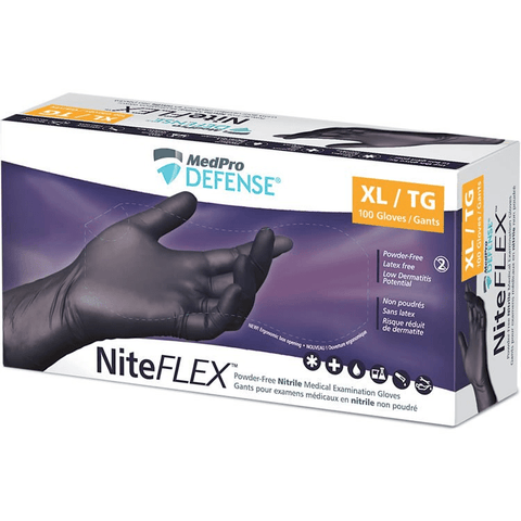 MedPro Defense NiteFLEX Nitrile Powder Free Gloves - Box of 100 - YesWellness.com