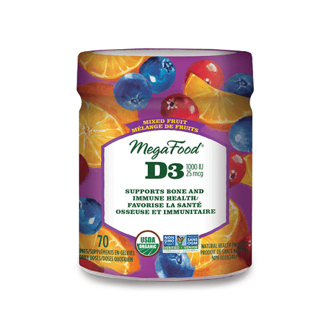 MegaFood Vitamin D3 1000 IU Wellness Gummies Mixed Fruit - 70 Gummies - YesWellness.com