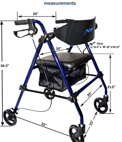 Mobb Aluminum Folding Rollator - 8" Wheels Blue - YesWellness.com