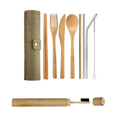 Nack Nax Bamboo Travel Cutlery Dinnerware Set - YesWellness.com