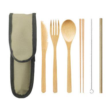 Nack Nax Reusable Bamboo Cutlery Set - Beige - YesWellness.com