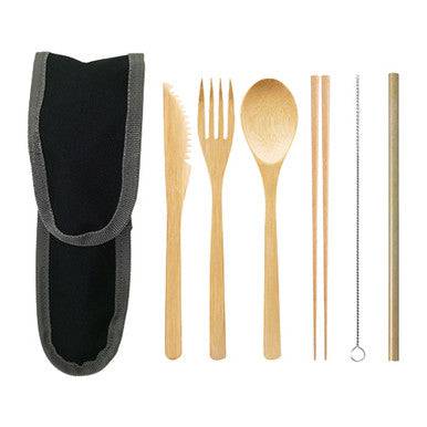 Nack Nax Reusable Bamboo Cutlery Set - Black - YesWellness.com
