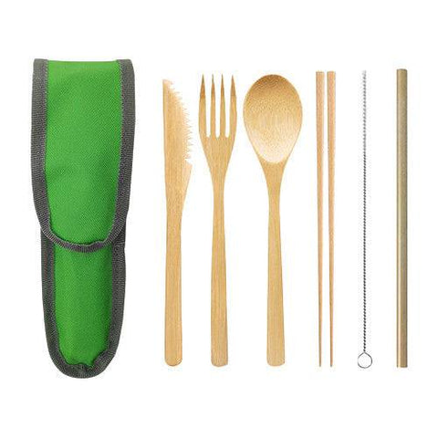 Nack Nax Reusable Bamboo Cutlery Set - Green - YesWellness.com