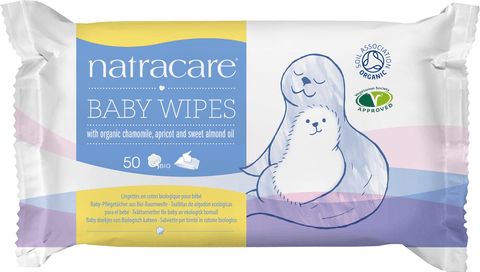 Natracare Baby Wipes with Organic Chamomile, Apricot & Sweet Almond Oil 50ct - YesWellness.com