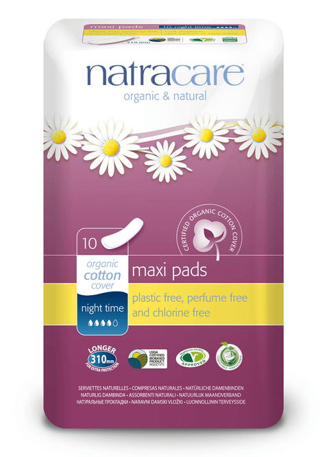 Expires May 2026 Clearance Natracare Maxi Pads (No Wings) Night Time 10ct