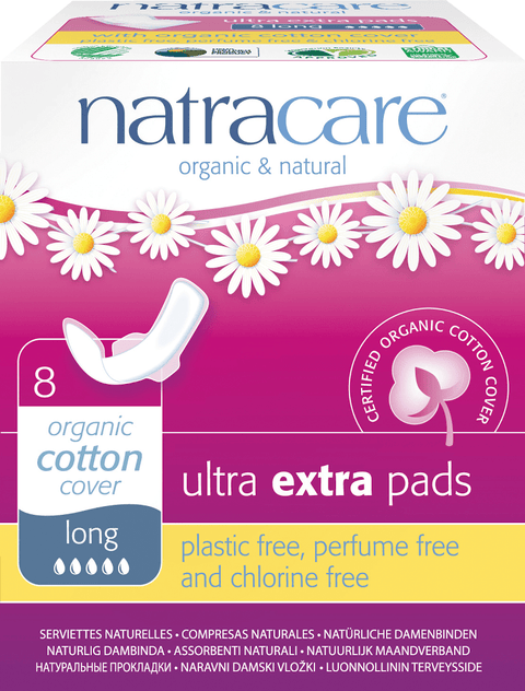 Natracare Ultra Extra Pads Long 8 Count - YesWellness.com