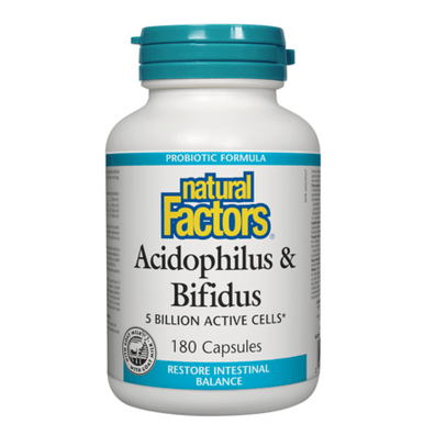 Expires March 2026 Clearance Natural Factors Acidophilus and Bifidus 5 Billion Active Cells 180 Capsules