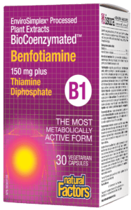 Natural Factors BioCoenzymated Benfotiamine 150 mg plus Thiamine B1 30 vegetarian capsules - YesWellness.com