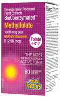 Natural Factors BioCoenzymated Methylfolate 1000mcg plus B12 50 mcg - 60 sublingual tablets - YesWellness.com