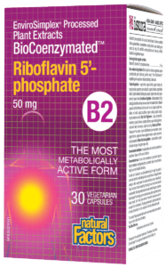 Natural Factors BioCoenzymated Riboflavin 5'-phosphate 50mg B2 - 30 vegetarian capsules - YesWellness.com