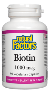 Natural Factors Biotin 1000 mcg Vegetarian Capsules - 90 Veg Capsules - YesWellness.com
