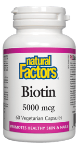 Natural Factors Biotin 5000 mcg Vegetarian Capsules - 60 Veg Capsules - YesWellness.com