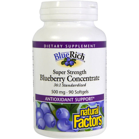 Natural Factors BlueRich Super Strength Blueberry Concentrate 500mg Softgels - YesWellness.com