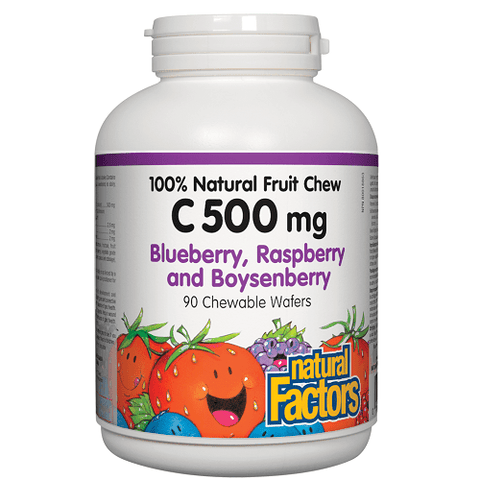 Natural Factors C 500mg 100% Natural Fruit Chew Blueberry, Raspberry and Boysenberry chews - YesWellness.com