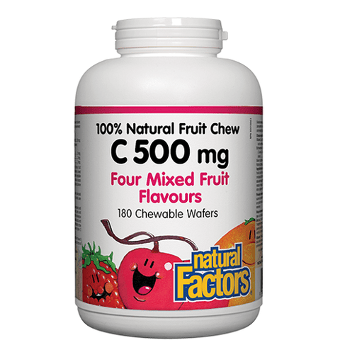 Natural Factors C 500mg 100% Natural Fruit Chew Four Mixed Fruit Flavours Chews - YesWellness.com