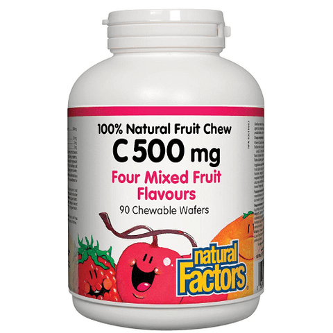 Natural Factors C 500mg 100% Natural Fruit Chew Four Mixed Fruit Flavours Chews - YesWellness.com