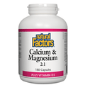 Natural Factors Calcium and Magnesium 2:1 Plus Vitamin D3 Capsules - YesWellness.com