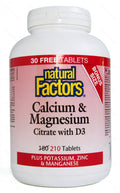 Natural Factors Calcium and Magnesium Citrate with D3 Plus Potassium, Zinc and Manganese Tablets - YesWellness.com