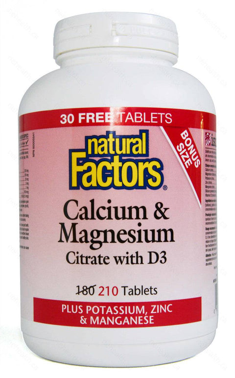 Natural Factors Calcium and Magnesium Citrate with D3 Plus Potassium, Zinc and Manganese Tablets - YesWellness.com