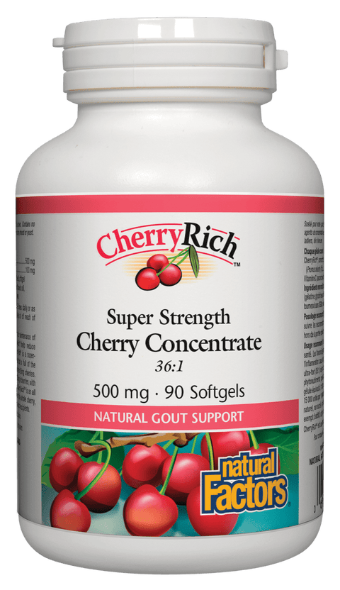 Expires January 2026 Clearance Natural Factors CherryRich Super Strength Cherry Concentrate 500mg 90 Softgels