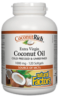 Natural Factors CoconutRich Extra Virgin Coconut Oil 1000mg Softgels - 120 soft gels - YesWellness.com