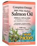 Natural Factors Complete Omega 100% Wild Alaskan Salmon Oil Omega-3 EPA & DHA 1300mg Softgels - YesWellness.com