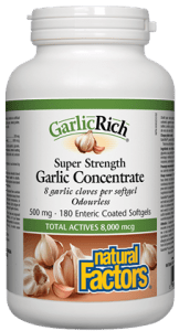 Natural Factors GarlicRich Super Strength Garlic Concentrate 500mg Enteric CoatedSoftgels - YesWellness.com