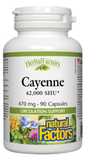 Natural Factors HerbalFactors Cayenne 42,000 SHU 470mg 90 Capsules - YesWellness.com