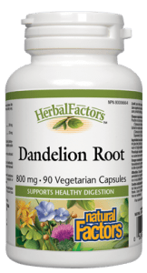 Natural Factors HerbalFactors Dandelion Root 800mg - 90 Veg Capsules - YesWellness.com