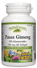 Natural Factors HerbalFactors Panax Ginseng Softgels 100mg - 60 Soft Gels - YesWellness.com