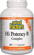 Natural Factors Hi Potency B Complex 50mg 210 Capsules - YesWellness.com