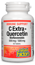 Expires April 2026 Clearance Natural Factors Immune Support C Extra + Quercetin Bioflavonoids (500mg/500mg) 60 Tablets