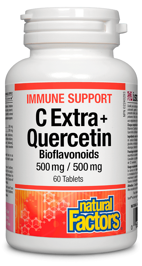 Expires April 2026 Clearance Natural Factors Immune Support C Extra + Quercetin Bioflavonoids (500mg/500mg) 60 Tablets