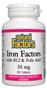 Natural Factors Iron Factors with B12 and Folic Acid 35mg Tablets - 90 tablets - YesWellness.com