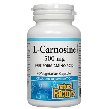Expires August 2024 Clearance Natural Factors L-Carnosine 500mg 60 Vegetarian Capsules - YesWellness.com