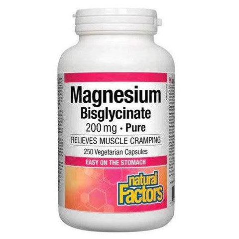 Natural Factors Magnesium Bisglycinate Pure 200mg Vegetarian Capsules - YesWellness.com