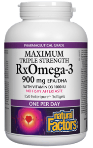 Natural Factors Maximum Triple Strength RxOmega-3 900mg with Vitamin D3 150 Softgels Enteric Coated Softgels - YesWellness.com