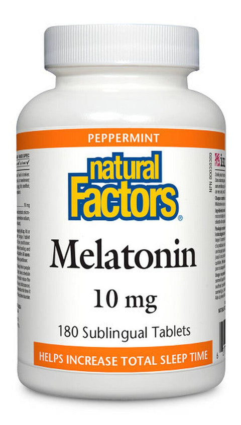Natural Factors Melatonin 10mg Peppermint 180 Sublingual Tablets - YesWellness.com
