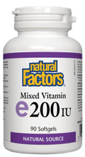 Natural Factors Mixed Vitamin E 200 IU Natural Source Softgels - 90 Soft Gels - YesWellness.com