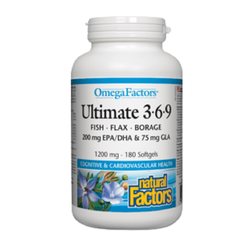 Natural Factors OmegaFactors Ultimate 3-6-9 200mg EPA/DHA & 75mg GLA 1200mg Softgels - YesWellness.com
