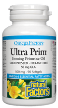 Natural Factors OmegaFactors Ultra Prim Evening Primrose Oil 500mg Softgels - YesWellness.com