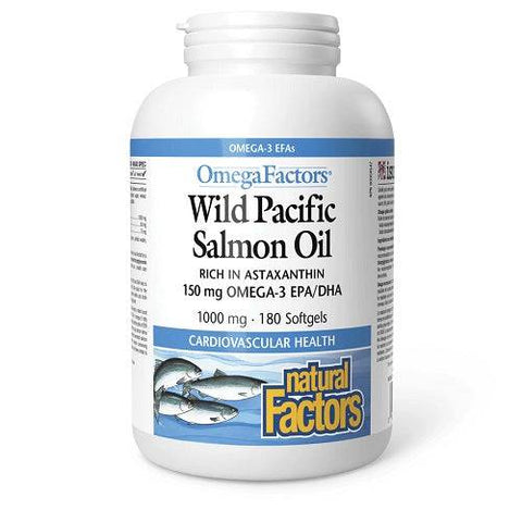 Natural Factors OmegaFactors Wild Pacific Salmon Oil 1000mg Softgels - YesWellness.com