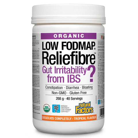 Natural Factors Organic Low FODMAP Reliefibre Tropical Flavour  - 268 Grams - YesWellness.com