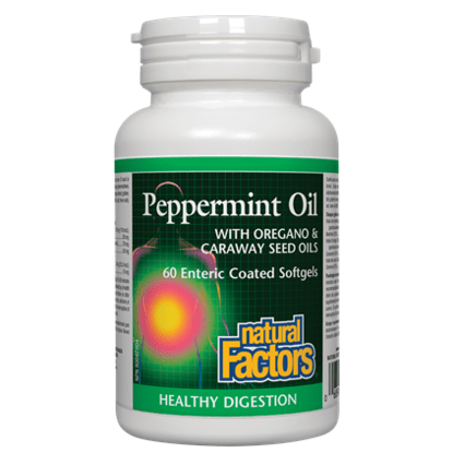 Natural Factors Peppermint Oil with Oregano & Caraway Seed Oils Enteric Coated Softgels - 60 soft gels - YesWellness.com