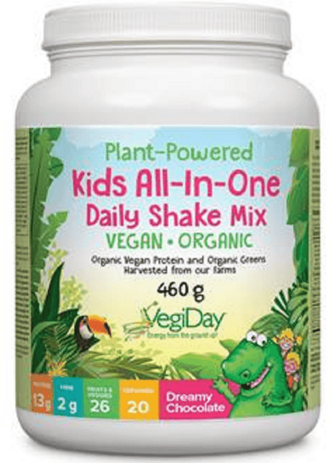 Natural Factors Plant Powered Kids All-In-One Daily Shake Mix Dreamy Chocolate 460g - YesWellness.com