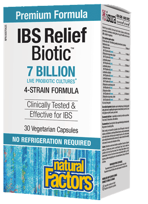 Natural Factors Premium Formula IBS ReliefBiotic 7 Billion Active Cells 30 Vegetarian Capsules - YesWellness.com