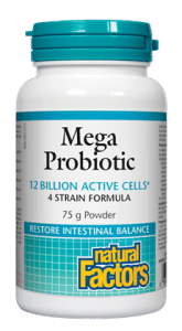 Natural Factors Premium Formula Mega Probiotic Powder 12 Billion Active Cells 75 Grams - YesWellness.com