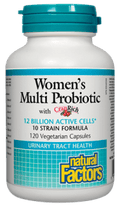 Natural Factors Premium Formula Women's Multi Probiotic with Cranberry Extract 12 Billion Live Probiotic Cultures Vegetable Capsules - YesWellness.com