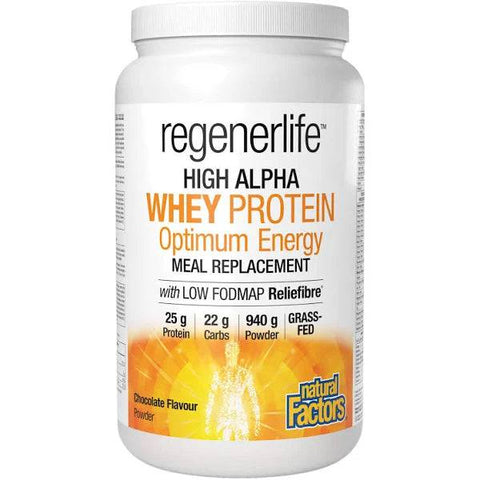 Natural Factors RegenerLife High Alpha Whey Protein Chocolate 940g - YesWellness.com